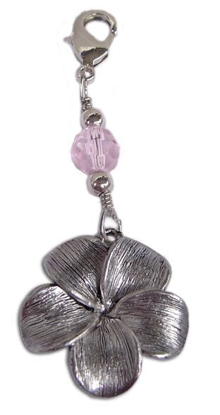 Silver Plumeria Flower Charm – Mini Hair Twister Accessory front view