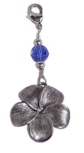 Silver Plumeria Flower Charm – Mini Hair Twister Accessory front view