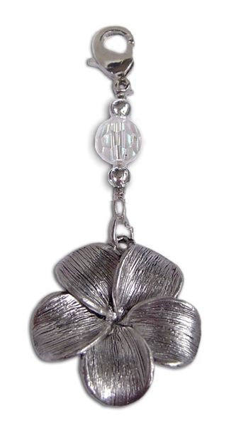 Silver Plumeria Flower Charm – Mini Hair Twister Accessory front view