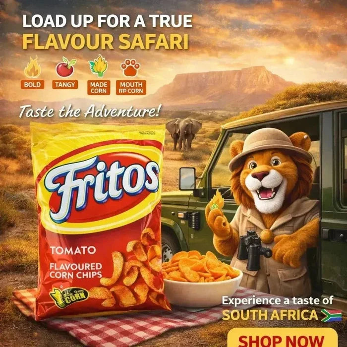 Simba Fritos Tomato 120g bag of South African tomato-flavored crunchy corn chips