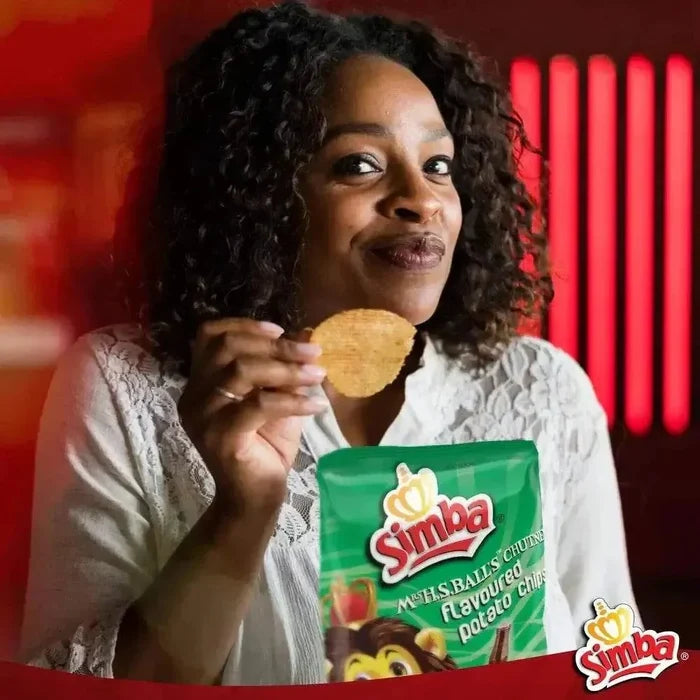 Simba Mrs Balls Chutney 125g crunchy maize snacks with tangy sweet Mrs Balls Chutney flavor
