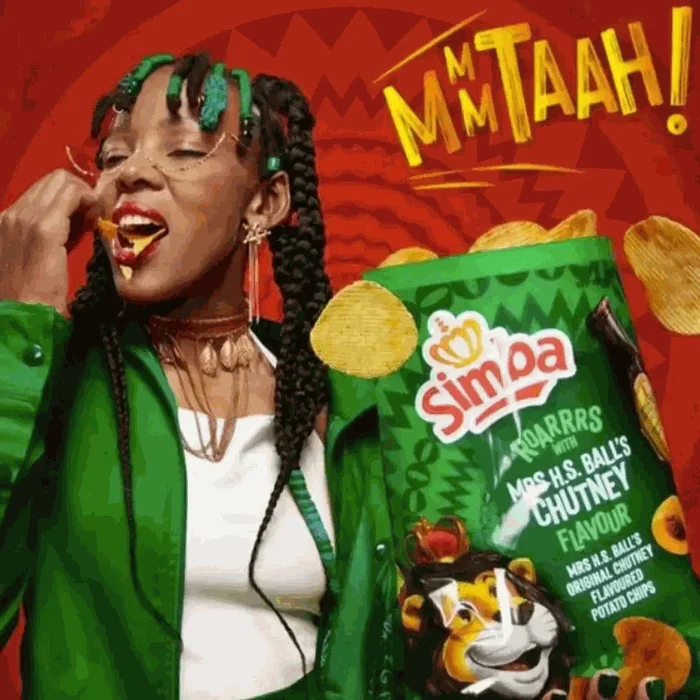 Simba Mrs Balls Chutney 125g crunchy maize snack with sweet and tangy South African flavor
