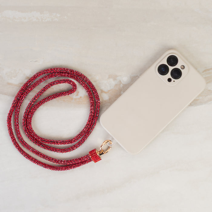 SL026 - Rhinestone Phone Lanyard - Red