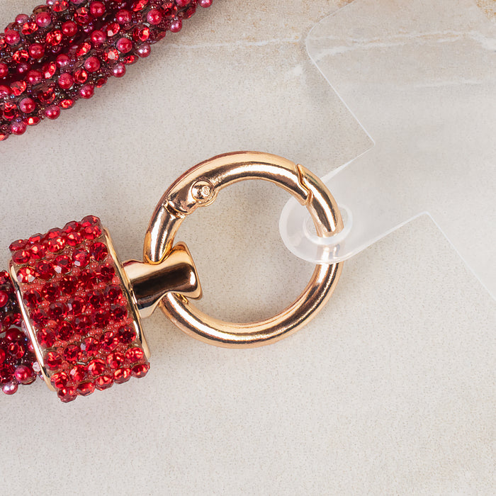 SL026 - Rhinestone Phone Lanyard - Red