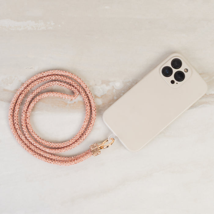 SL026 - Rhinestone Phone Lanyard - Rose Gold