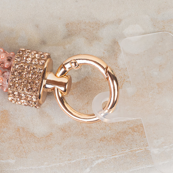 SL026 - Rhinestone Phone Lanyard - Rose Gold
