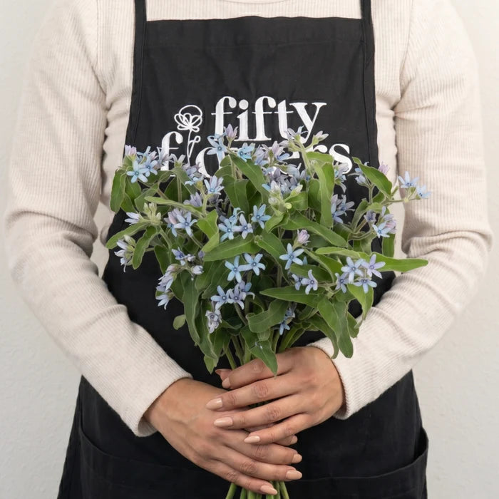 Soft Blue Designer Tweedia Flower Apron - Image