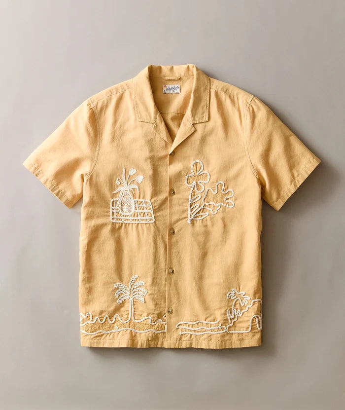Sol Embroidered Resort Shirt Mustard