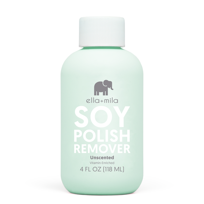 Soy Nail Polish Remover, unscented, 4 fl oz mint green bottle – ella+mila