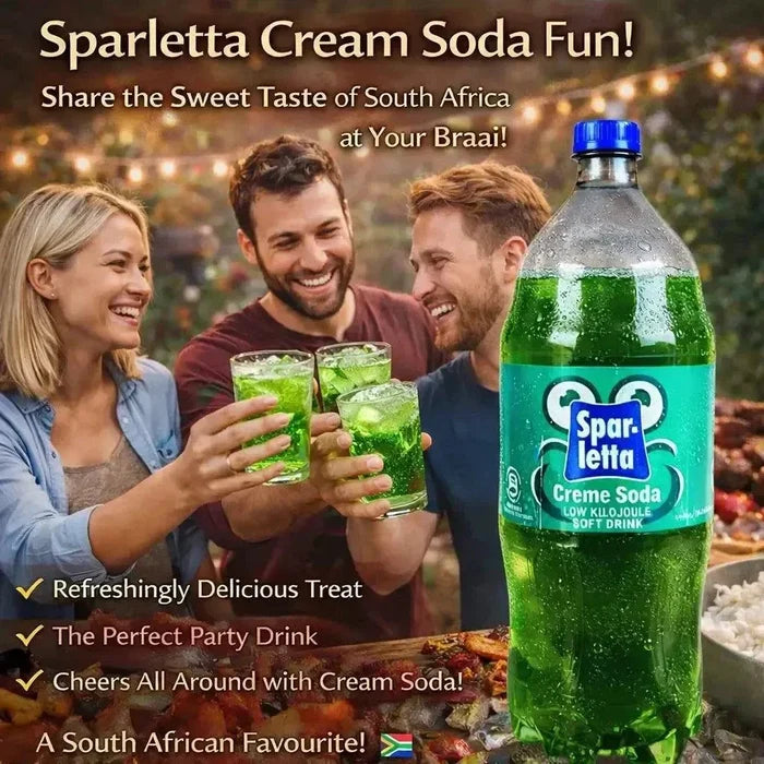 Sparletta Cream Soda 2 litre bottle, classic South African soft drink with sweet vanilla-cream flavor and refreshing fizz