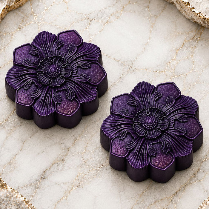Two handmade Spiritual Gangster mandala guest soaps with Rhassoul clay and tussah silk by Southern Luxe Savon, natural luxury