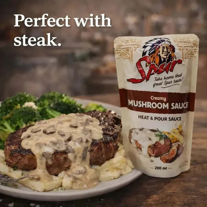 SPUR Sauce Mushroom 200ml jar with creamy savory mushroom sauce for versatile meal enhancement