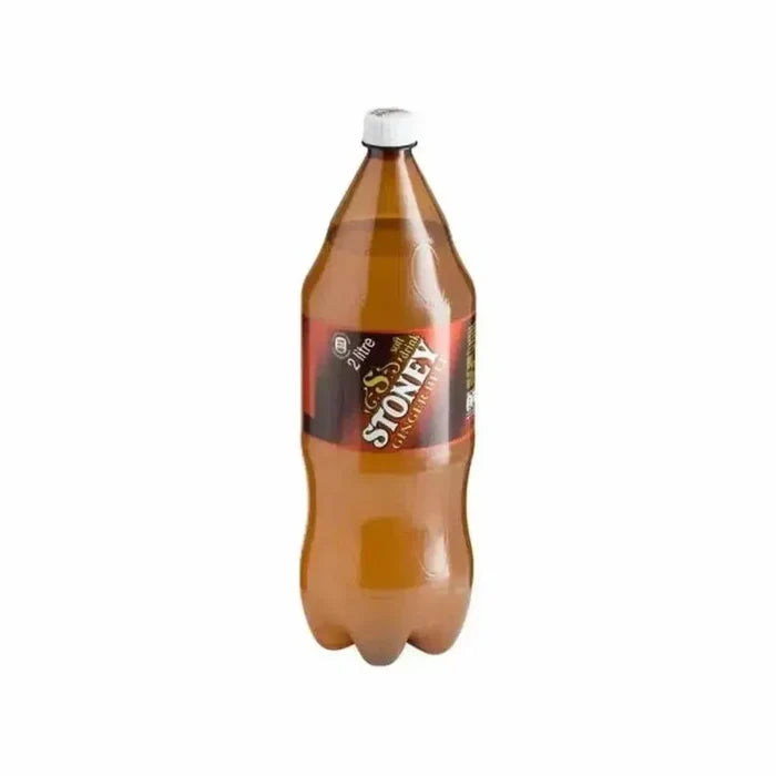 2-litre family-sized Stoney Ginger Beer bottle with rich and refreshing ginger flavor