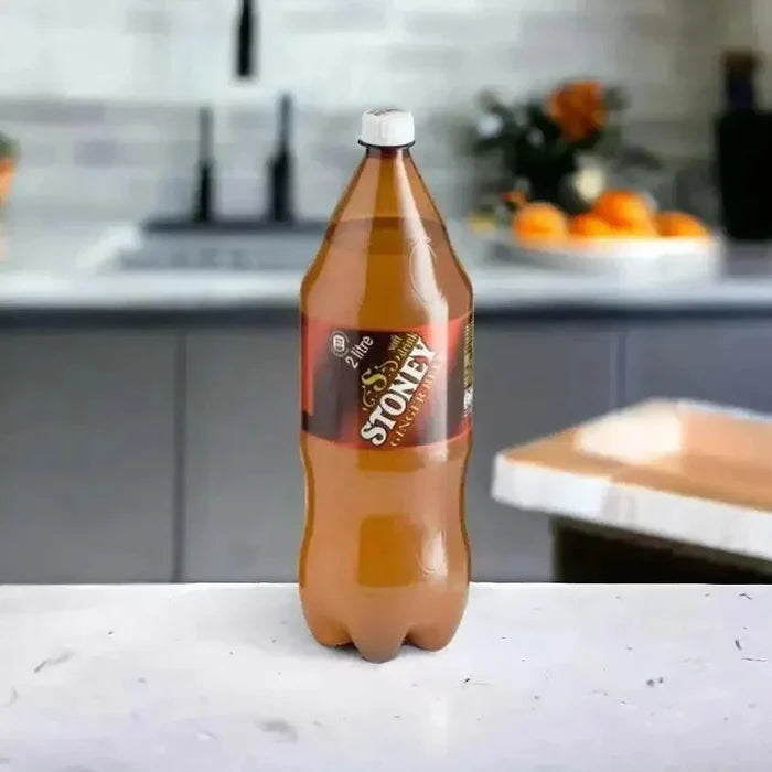 2-litre bottle of Stoney Ginger Beer with strong ginger flavor for refreshing family-sized beverage