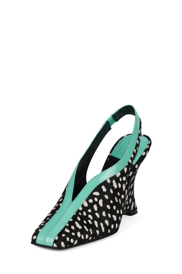 STRAITS-F Jeffrey Campbell Wedge Sandal Black White Dot Teal _hover