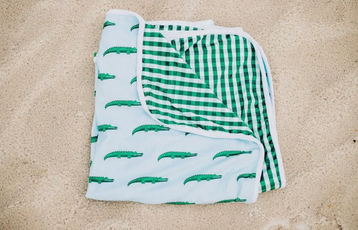 Sugar Bee Swim Towel - Blue Alligator