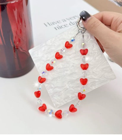 Sweetheart Sparkle Fancy Phone Charm â Sweetheart Sparkle Phone Charm - Red Heart Beaded Phone Wrist Strap Fall head over heels for your phone all over again!