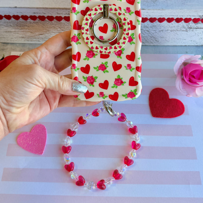 Sweetheart Sparkle Fancy Phone Charm â Sweetheart Sparkle Phone Charm - Red Heart Beaded Phone Wrist Strap Fall head over heels for your phone all over again!