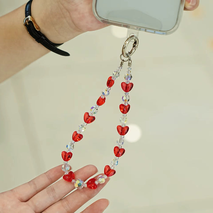 Sweetheart Sparkle Fancy Phone Charm â Sweetheart Sparkle Phone Charm - Red Heart Beaded Phone Wrist Strap Fall head over heels for your phone all over again!