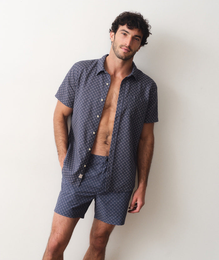 Tailored Swim Trunk 5" Mood Indigo Diamond Print