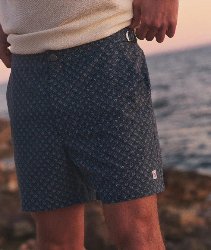 Tailored Swim Trunk 5" Mood Indigo Diamond Print