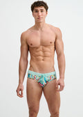 Teal/Multi Drips Printed Swim Brief St-8015-33