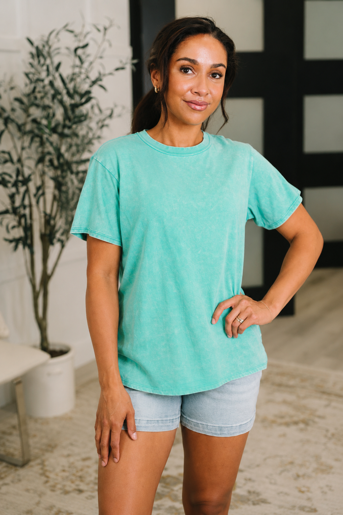 Tera Mineral Wash Tee in Turquoise
