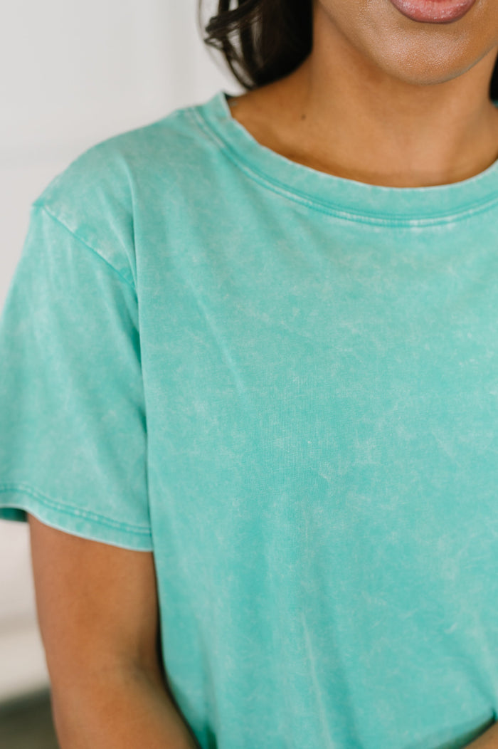 Tera Mineral Wash Tee in Turquoise