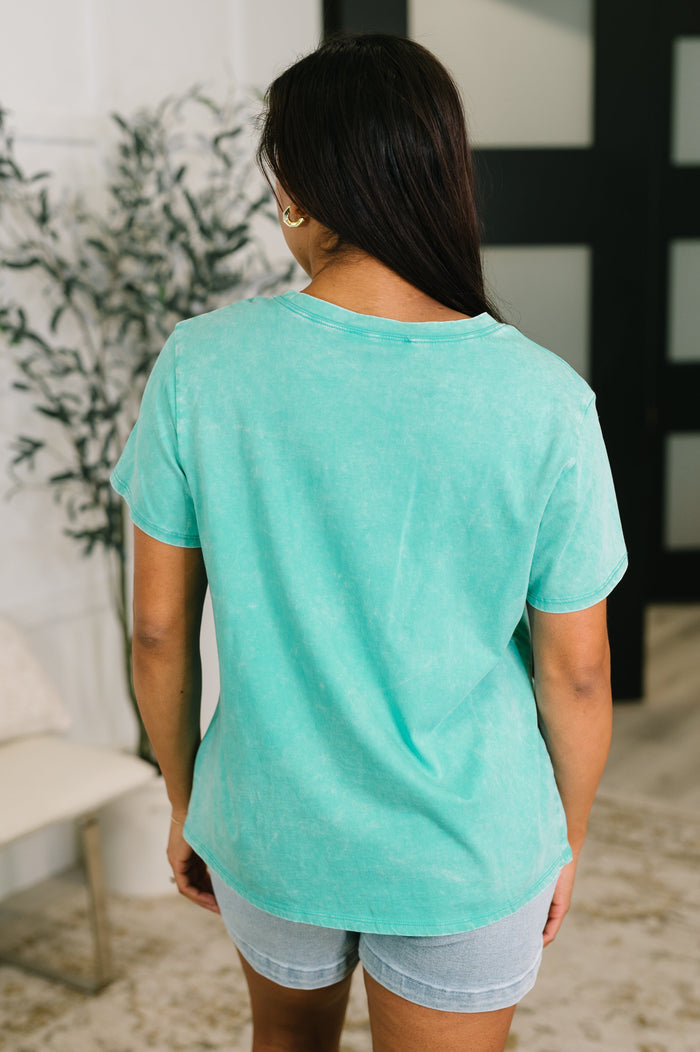 Tera Mineral Wash Tee in Turquoise