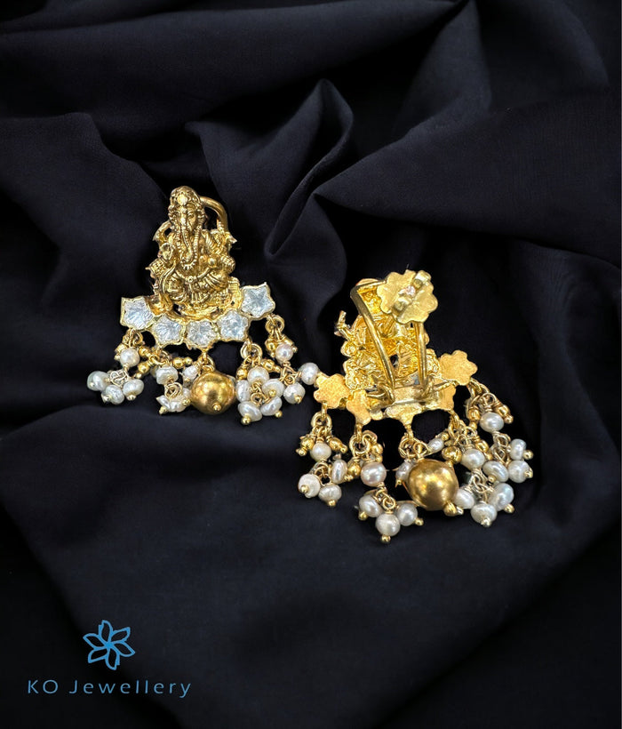 The Gajapati Silver Jadau Earrings