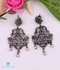The Kadambari Silver Earrings (Red/Oxidised)