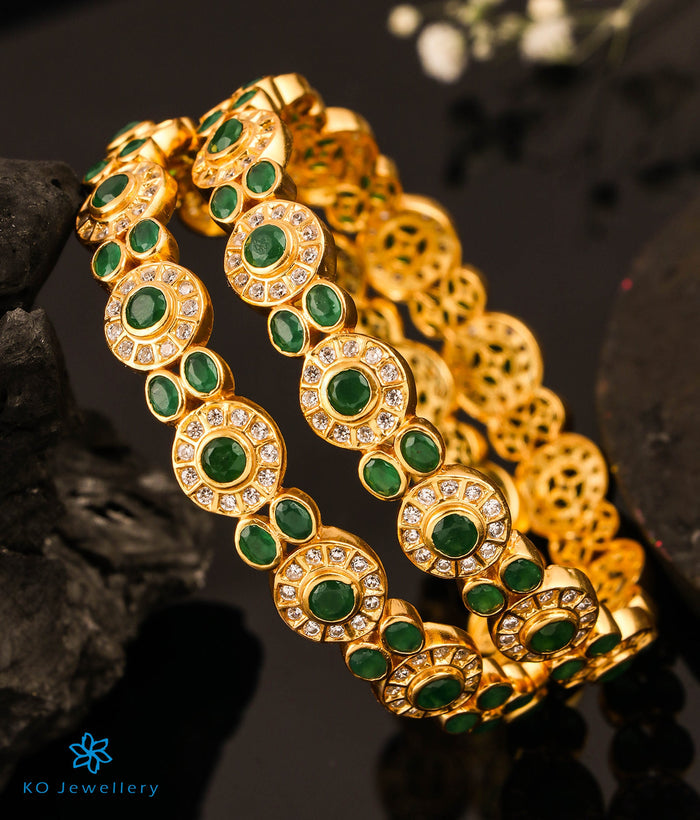 The Sejal Silver Green Kemp Bangle (Size/2.2/2.4/2.6/2.8)