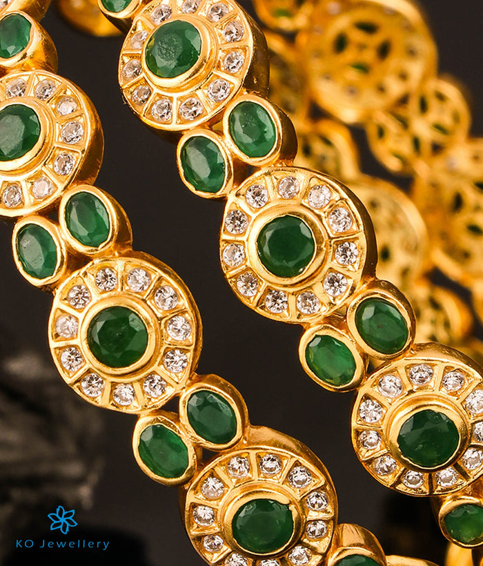 The Sejal Silver Green Kemp Bangle (Size/2.2/2.4/2.6/2.8)