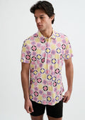 Thistle/Petal Dots Printed Cotton Knit Jersey Short Sleeve Shirt St-9366