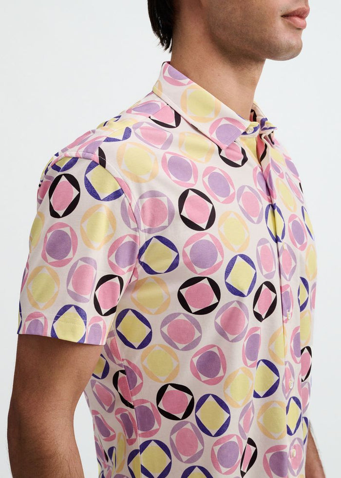 Thistle/Petal Dots Printed Cotton Knit Jersey Short Sleeve Shirt St-9366