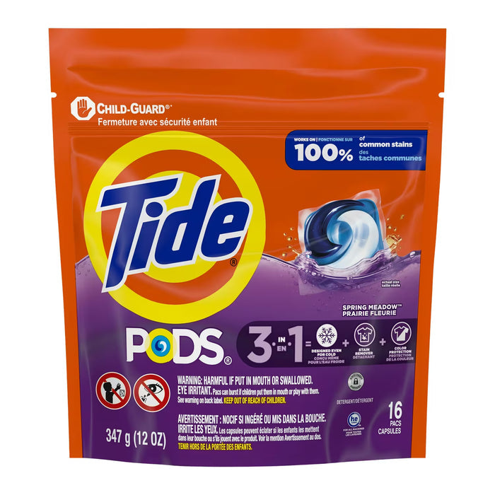 Tide PODS Laundry Detergent Pacs Spring Meadow – 16 Count – 6 Pack