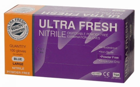UltraFresh Disposable Nitrile Gloves Powder Free Large
