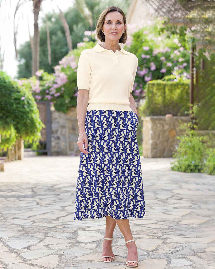 Viviana Patterned Viscose A Line Lined Skirt - Image 3 - Country Collection