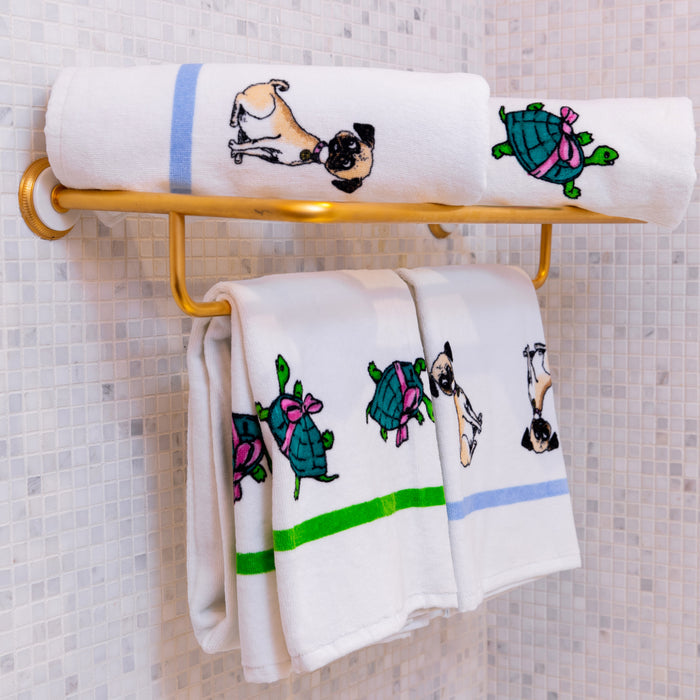 Eloise Weenie bath towel folded lifestyle shot