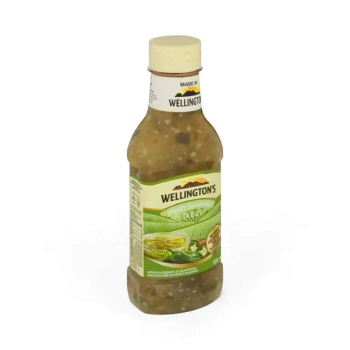 Wellington Sauce Jalapeno 500ml bottle with sweet and spicy flavor for grilling, dipping, and marinating meals