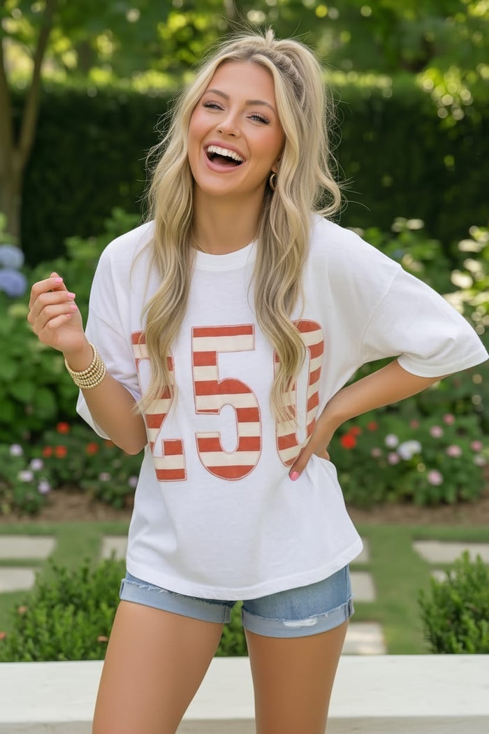 White Stars and Stripes '250' Top