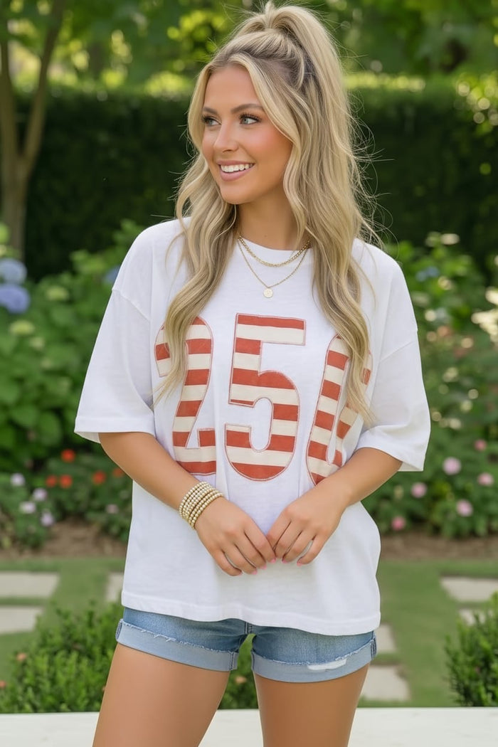 White Stars and Stripes '250' Top