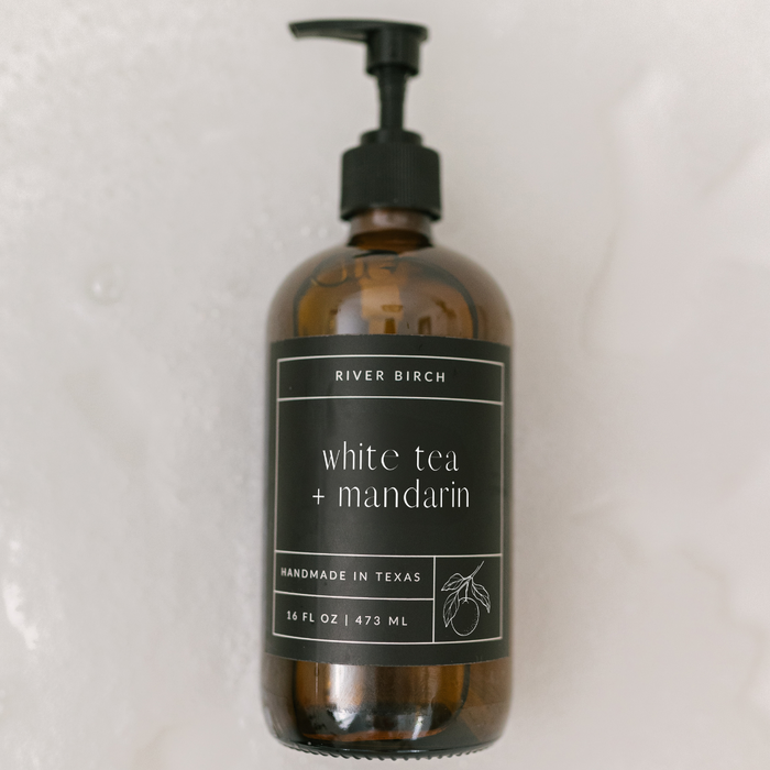 White Tea + Mandarin  - 16 oz Amber Soap - Handmade - Hand Wash