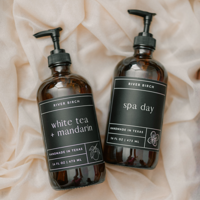 White Tea + Mandarin  - 16 oz Amber Soap - Handmade - Hand Wash