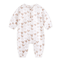 Wild Hearts Button Front Baby Jumpsuit (Organic Muslin) - Front