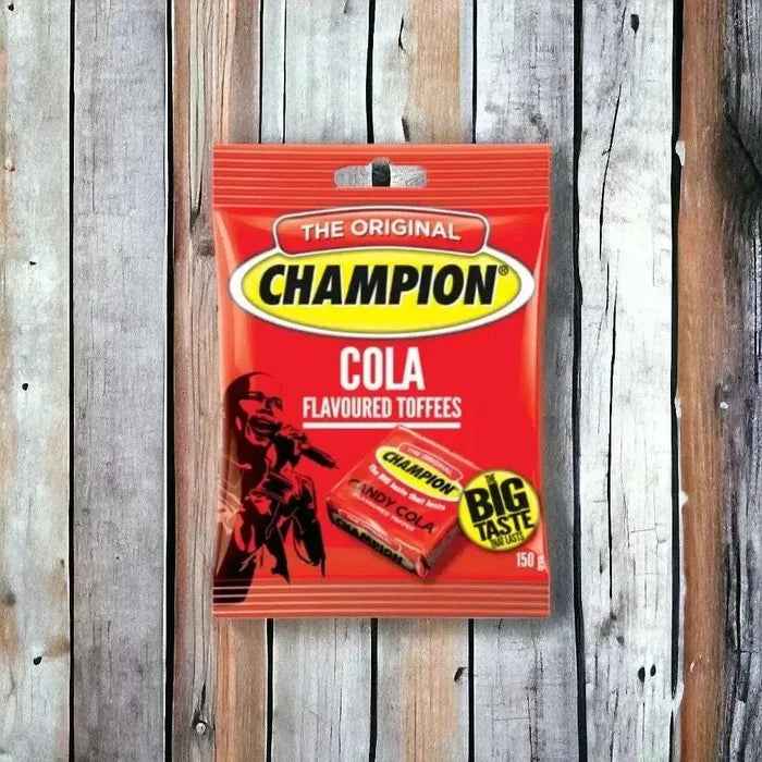 Wilson Champion Toffee Prepack Cola 150g with bold packaging and strong South African heritage