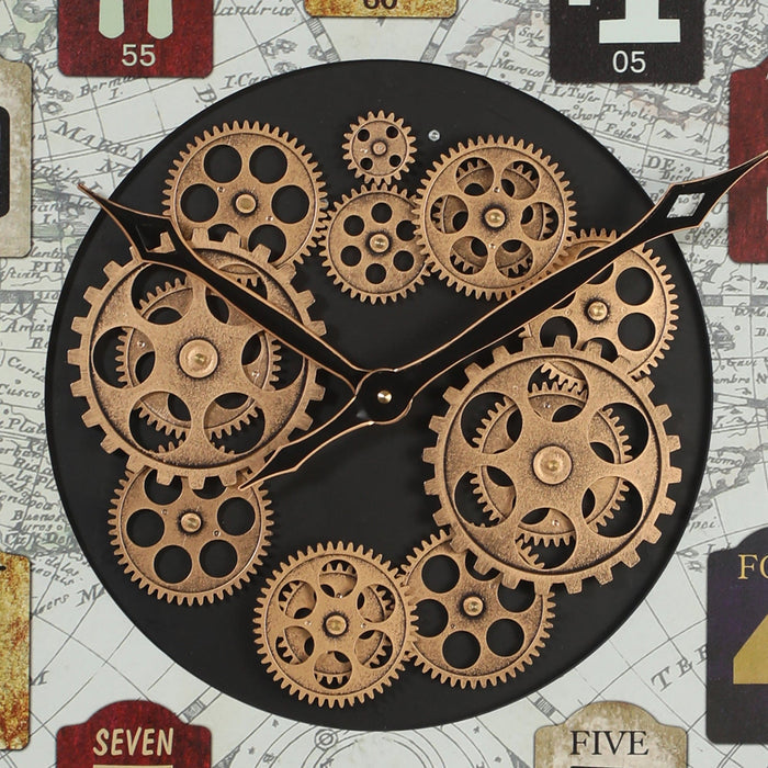 Chilli Wall Clock Wyn Round Moving Cogs Wall Clock Brand