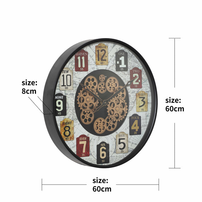 Chilli Wall Clock Wyn Round Moving Cogs Wall Clock Brand