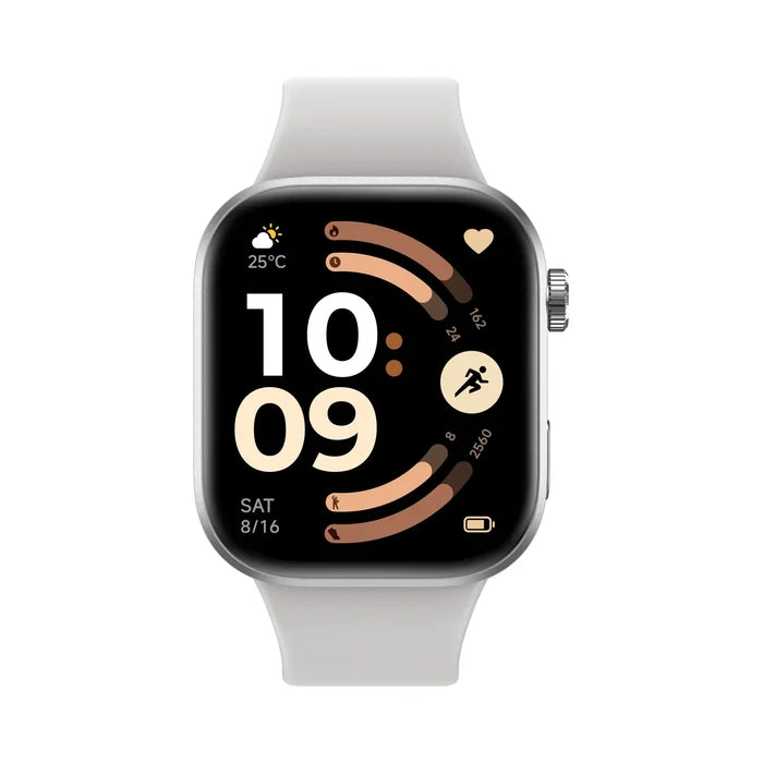 Vooraanzicht van de Xiaomi Redmi Watch 6 in het zilver