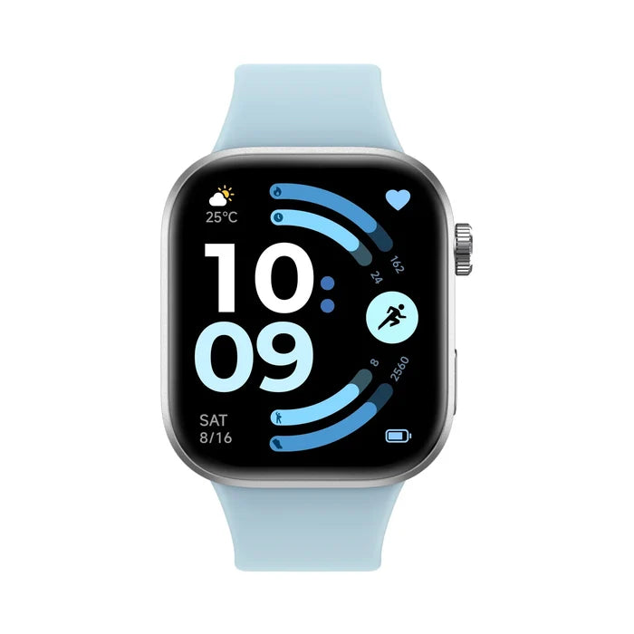 Vooraanzicht van de Xiaomi Redmi Watch 6 in het blauw